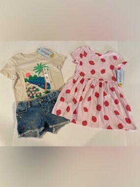 NWT/NWOT Toddler Girls’ Clothes Bundle ~ Dress, Shorts, Top ~ 3T ~ 3 Pcs